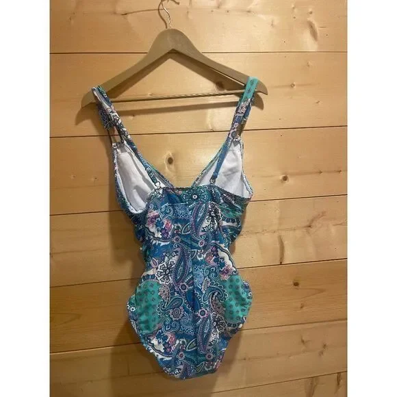 Assets by Sara Blakely Spanx Womens Med One Piece Swimsuit Paisley - Picture 6 of 7